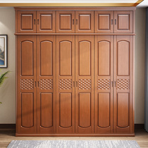 Chinese solid wood wardrobe pair open door wardrobe three-45-door plus top plus side combined cabinet Economy-type large closet