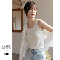 Ice shuts small harnesses vest woman 2022 Summer workout outside wearing inside lap white knit undershirt sleeveless blouse
