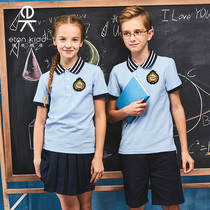 Eaton Gide school uniform summer boys and girls class clothes student sports T-shirt polo shirt shorts two-piece 16T056