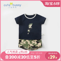 cutebunny baby summer dress new small boy foreign air two sets baby short sleeve shorts outside wearing suit tide