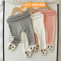 Baby late autumn big pp pants baby pants 0-1 years old 36 9 months warm lipped pants Joker early winter leggings socks