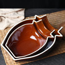 Fire Pot Shop Half Bottle Specialty Tiles Pan Ceramic Irregular Cutlery Farmhouse Music Halftan Vegetable Dish Chinese Deep Rice Dish