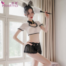 Feimu sex underwear Sexy see-through mesh skirt Passion uniform suit temptation female show small chest clothes 6922