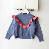 Girls sweater Spring and Autumn new childrens sweet loose knitted knitted sweater-sleeved babys loose wire