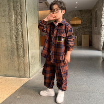 Childrens clothing boys set autumn 2021 new childrens spring and autumn Korean version of the tide of the big boy handsome two-piece set