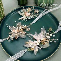 ins Sen department super fairy beauty Bride wrist flower Groom corsage silk yarn Bridesmaid hand flower Children perform tied flower bracelet