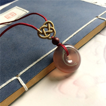 Natural ash purple chalcedony peace buckle pendant Evil spirits protect peace peace buckle jade pendant pendant