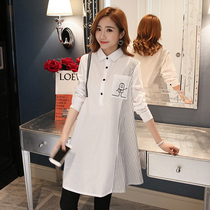 Fashion maternity wear autumn coat long shirt skirt Korean tide mother 2021 new autumn long sleeve dress