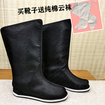 Hanfu Soap Boots for men and women Accessories Shoes Black Jacquard Cotton Inky Hand Anti Slip Breathable Klayer Bottom Ancient Dress Cloth Boots
