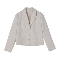 Blazer women 2021 spring new wild port style small suit fashion White short long sleeve coat