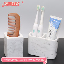 European-style marble electric toothbrush rack placement rack toilet toothbrush rack wooden comb storage box wooden comb rack