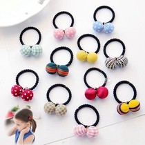 Cute baby cloth tie head rope Polka dot plaid round ball ball pendant Leather band does not hurt hair circle Girl hair jewelry