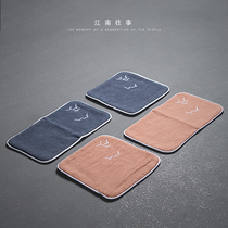Jiangnan past cotton and linen embroidered tea towel Yannanfei three-layer thickened absorbent towel tablecloth Teapot pad Tea set accessories