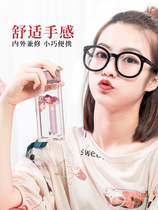 Vientiane glass tea drinking cup portable cute cup girl with lid thickened insulation double-layer glass lady