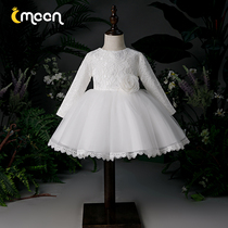 Flower girl dress winter little girl wedding children princess dress puffy gauze foreign girl host piano performance