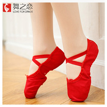 Dance love dance shoes Womens soft-soled practice shoes Adult cat claw shoes Childrens red body shoes Exam ballet shoes