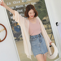 New sunscreen shirt outside beach holiday sunscreen dress womens long chiffon cardigan Joker summer thin