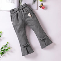 Girls  trousers 2021 spring and autumn new baby casual Western style flared pants children wear childrens pants outside the tide