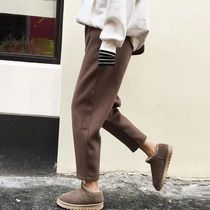 Pregnant women pants autumn and winter 2021 New thick woolen wide leg pants winter wear loose Haren pants tide mother winter