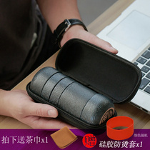 Black pottery quick cup One pot Four cups Travel tea set Portable bag Portable teapot Purple Sand cup Japanese tea set