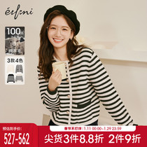 Eveli 2023 spring dress small fragrance all-match stripes contrast color sweater knitted cardigan top womens autumn and winter