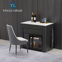 Light luxury rock board telescopic dining table and chair combination Modern simple Nordic foldable 6-person dining table Household small apartment