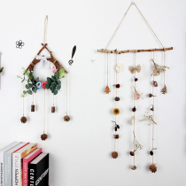 Natural wooden stick dried flower hemp rope wall decoration bedroom studio home wall kindergarten ring creation living room dried flower