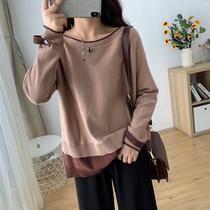 Large size womens new knitted base shirt 200 Jin fat girl Joker sweater fat sister Foreign style thin coat