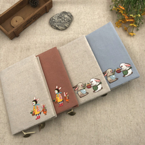 Handmade fabric book cover Cloth book cover Cute parent-child rabbit couple rabbit embroidery book cover Cute student bag book can be customized