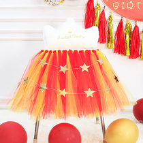Baby Hundred Days Full Moon Catch Week Birthday Party Dining Chair Table Surround TUTU Yarn Skirt Decoration Scene Decoration