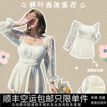 Swimsuit woman is large - yard fat mm 200 pounds long sleeved connexion and thin sexy hot spring skirt type new chest swimsuit