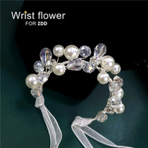 High-end pearl luxury European-style Korean wedding gift Bride wrist flower Bridesmaid sister group hand flower Childrens bracelet flower