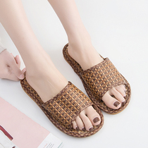 Linen slippers womens summer home interior fabric cotton and hemp slippers Thick bottom non-slip four seasons lovers household hemp drag soft bottom