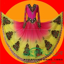Xinjiang dance dress Uighur national style performance costume Female adult stage performance jumpsuit long dress opening dance skirt