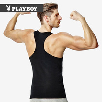 Playboy mens vest pure cotton youth breathable summer base shirt Fitness tight-fitting sports slim-fit I-word