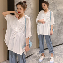 Pregnant women summer suit fashion 2023 new casual tops two suits summer dress red in summer