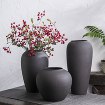 Jingdezhen ceramic floor vase Nordic modern simple dried flower living room flower arrangement decoration ornaments retro pottery pot Basin