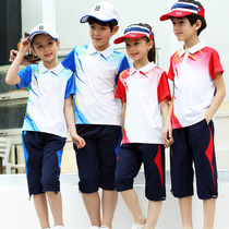 Primary school uniforms sports games opening costumes summer clothes childrens class uniforms mens and womens quick-drying blue red