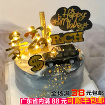 Fathers Day Birthday cake decoration accessories Male god male black car alloy pullback Mercedes off-road wine model