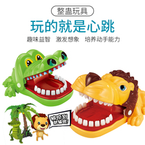 Crazy crocodile pulling teeth and biting fingers. Parent-child party table game Fool tricky spoof toy
