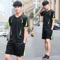 Sports suit mens summer short-sleeved shorts plus fat size loose mens thin breathable quick-drying fitness running suit