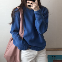 Sweater womens autumn and winter 2021 new lazy wind Korean version of the wild loose round neck pullover with long-sleeved bottom top