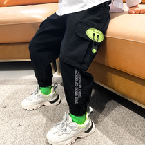 Childrens clothing Boys overalls spring and autumn 2021 new Western style casual long pants medium and large childrens sports pants tide