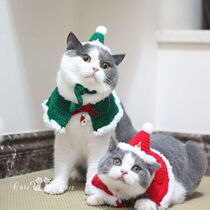New pet cat Christmas hat scarf shawl cloak cloak set into kitten holiday dress cute