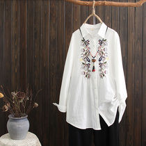 Middle-aged and elderly plus-size plus-size womens clothing fat mother autumn clothes cover belly and show thin mother long bottoming shirt loose shirt