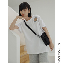 2022 Summer new design Sensation Niche Hollowed-out White T-shirt Woman Short Sleeve Loose Foundation Pure Color Blouse Tide T