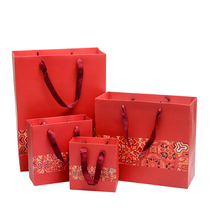 Creative red ethnic style gift bag paper bag portable gift packaging bag New year wedding candy bag customization