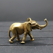 Pure copper micro-sculpted elephant pendulum swagger Pulp Bronze Elephant small swing piece Taiping Handlebar Imitation antique bronze sculpted animal bronze ware