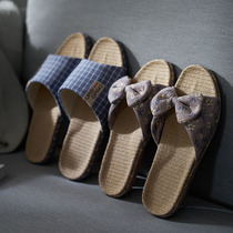 Japanese cotton linen slippers women Summer indoor home office home wood floor linen sandals men and women Spring