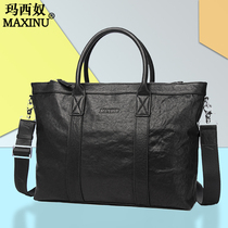 Hand Bag Mens briefcase leather bag mens bag business horizontal business handbag head leather backpack A4